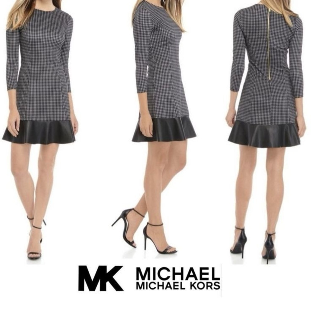 Michael Kors Plaid Ruffle Hem Dress